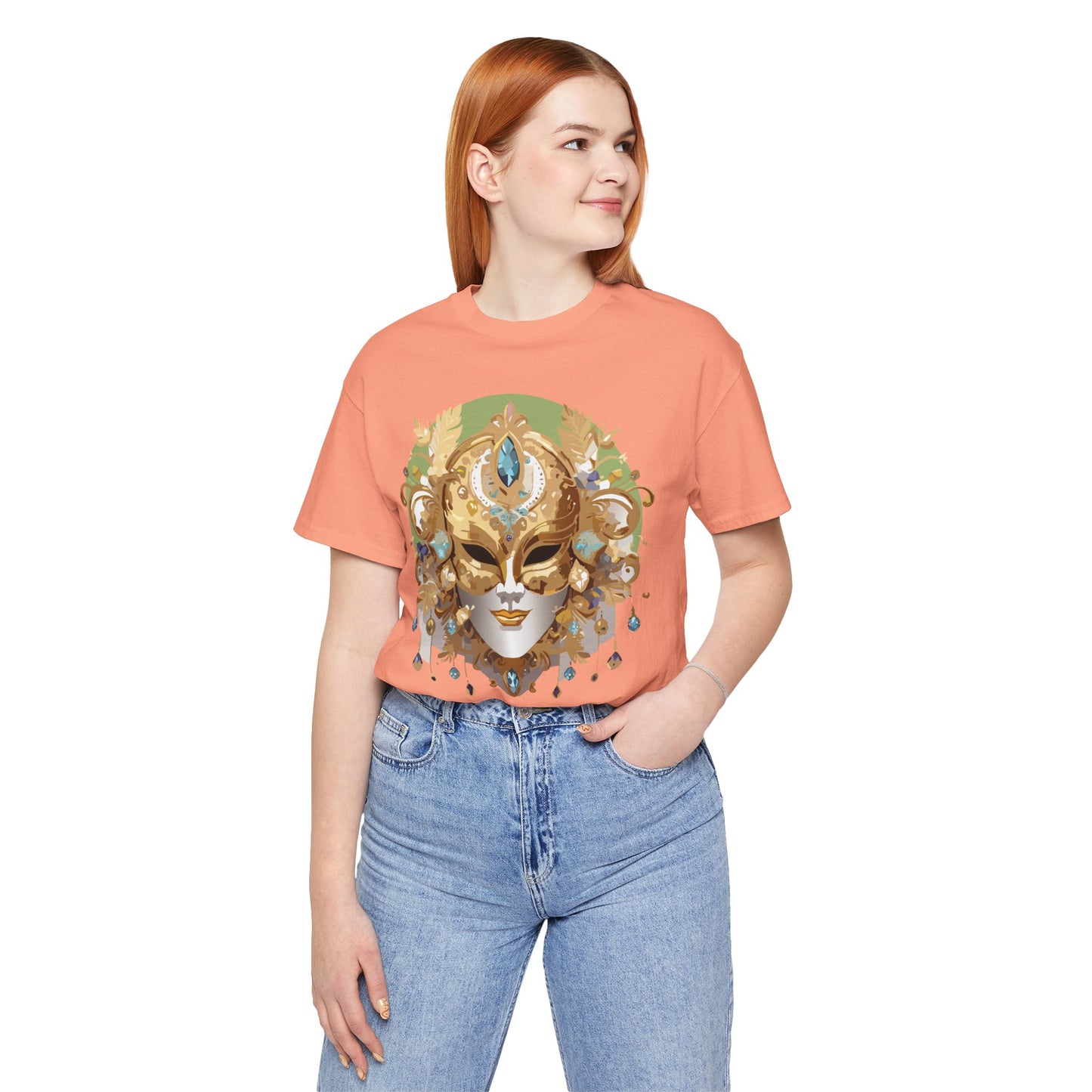 Mask Shirt, Shirt with Mask, Tee Shirt with Gold Face