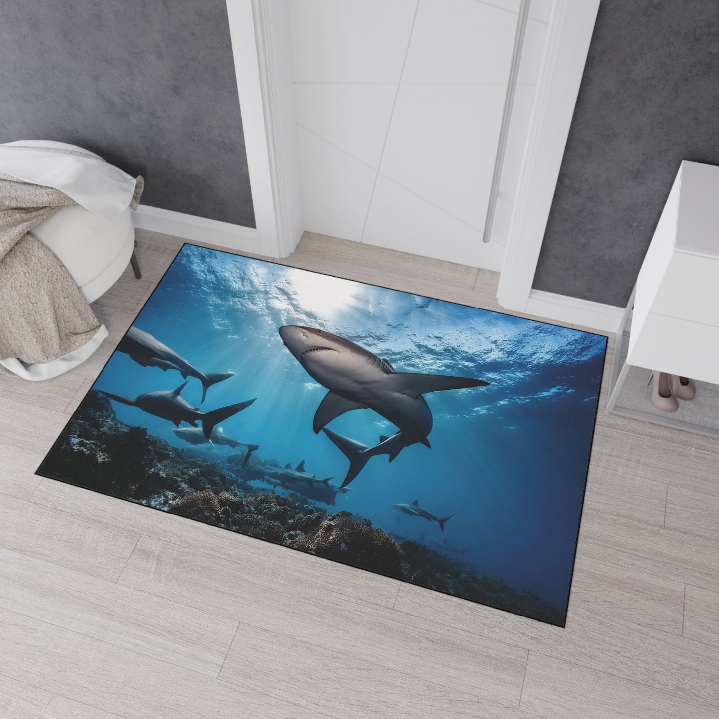 Heavy Duty Floor Mat - Deep Ocean - sharks