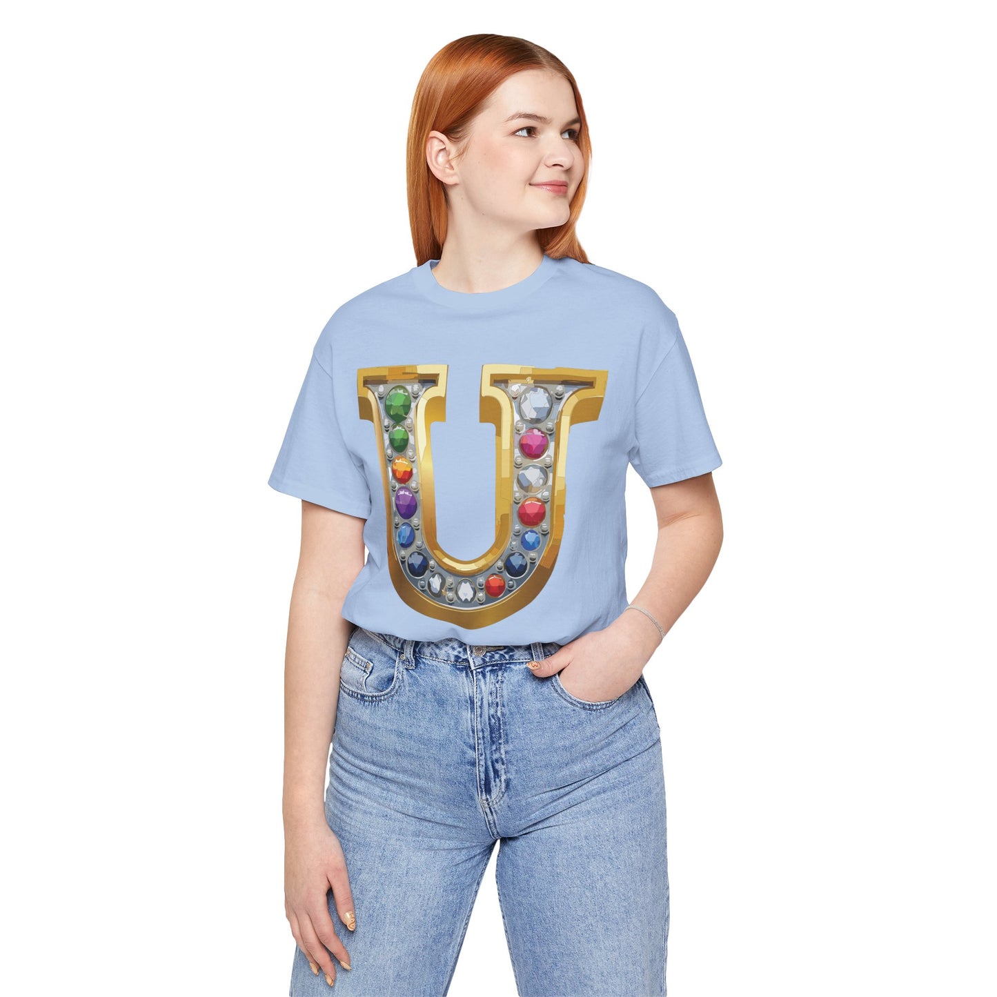 Letter Shirt, Shirt with Letters, Tee Shirt with Gold Letter, Shirt with Antique Letters