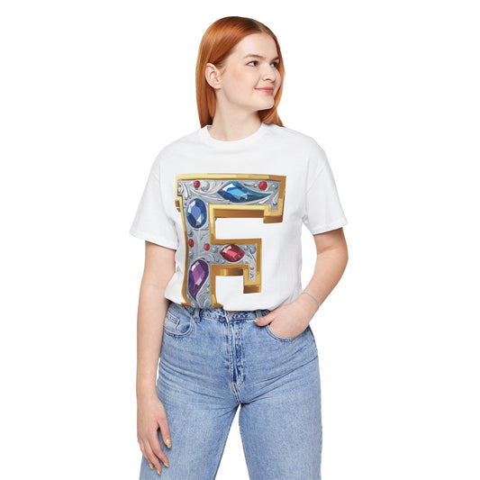 Letter Shirt, Shirt with Letters, Tee Shirt with Gold Letter, Shirt with Antique Letters