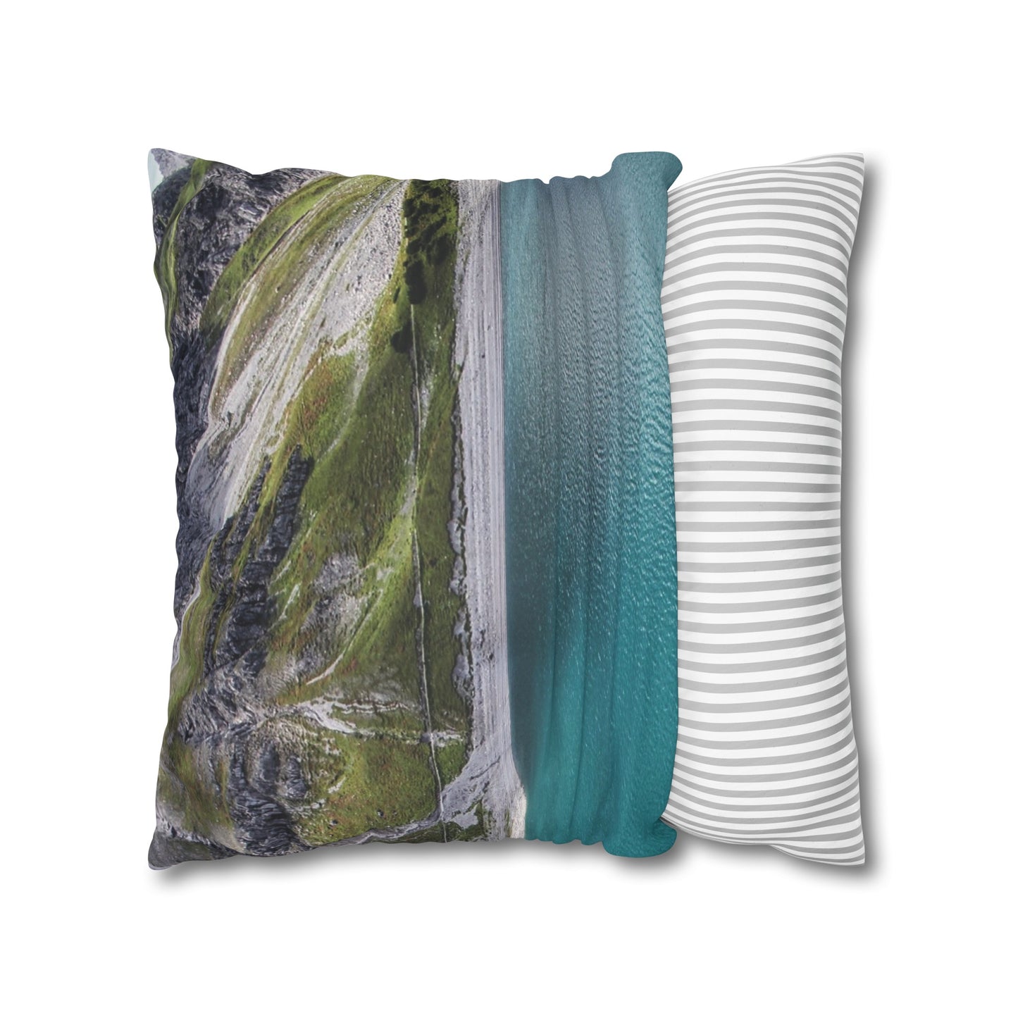 Faux Suede Square Pillowcase with Landscape