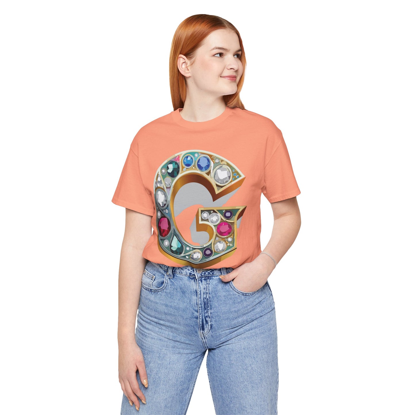 Letter Shirt, Shirt with Letters, Tee Shirt with Gold Letter, Shirt with Antique Letters