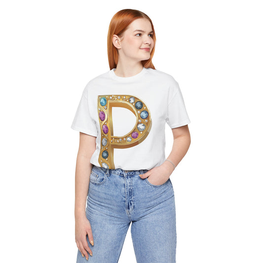 Letter Shirt, Shirt with Letters, Tee Shirt with Gold Letter, Shirt with Antique Letters