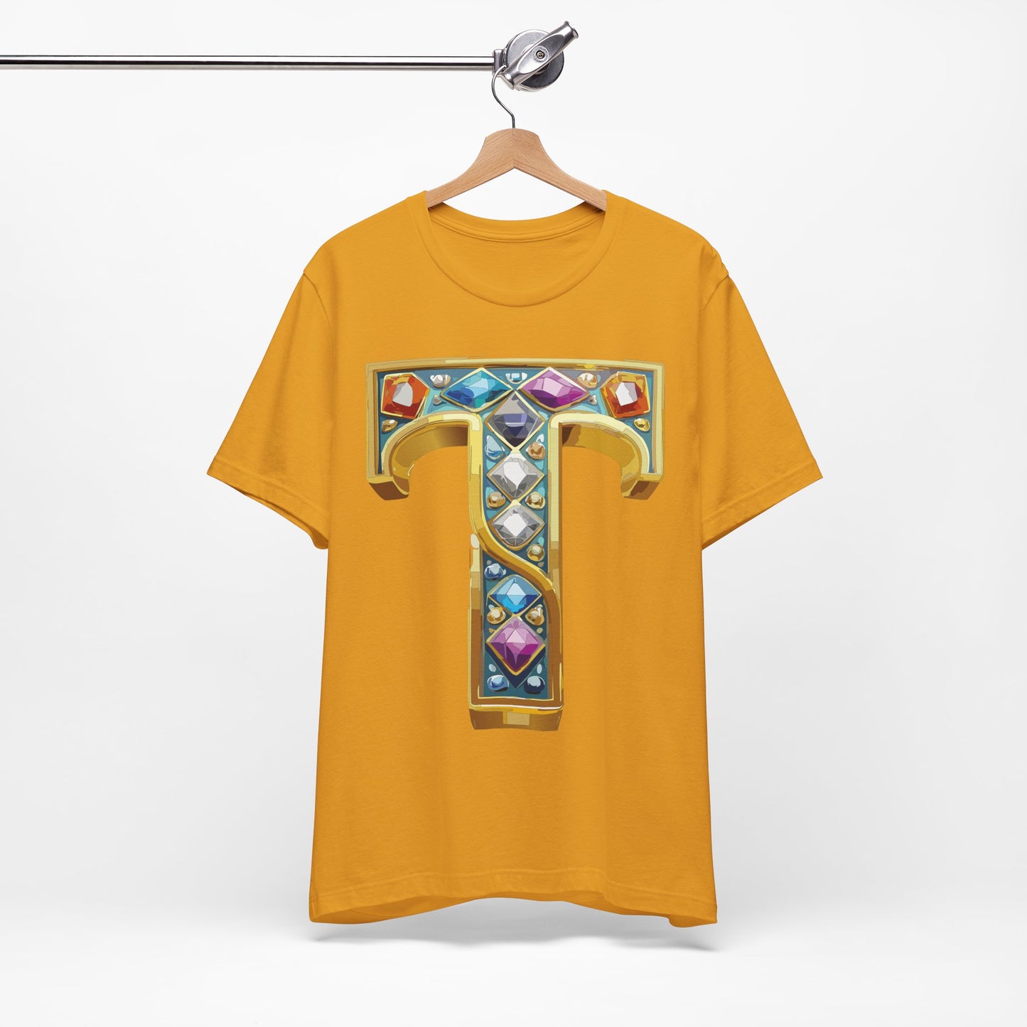 Letter Shirt, Shirt with Letters, Tee Shirt with Gold Letter, Shirt with Antique Letters