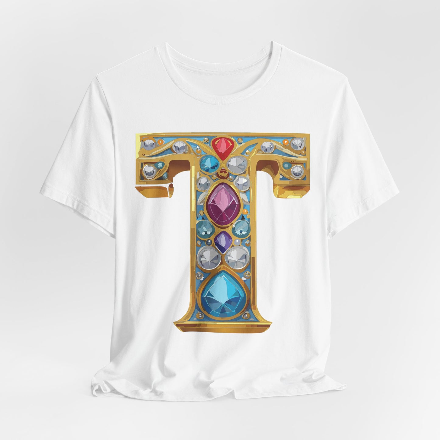 Letter Shirt, Shirt with Letters, Tee Shirt with Gold Letter, Shirt with Antique Letters