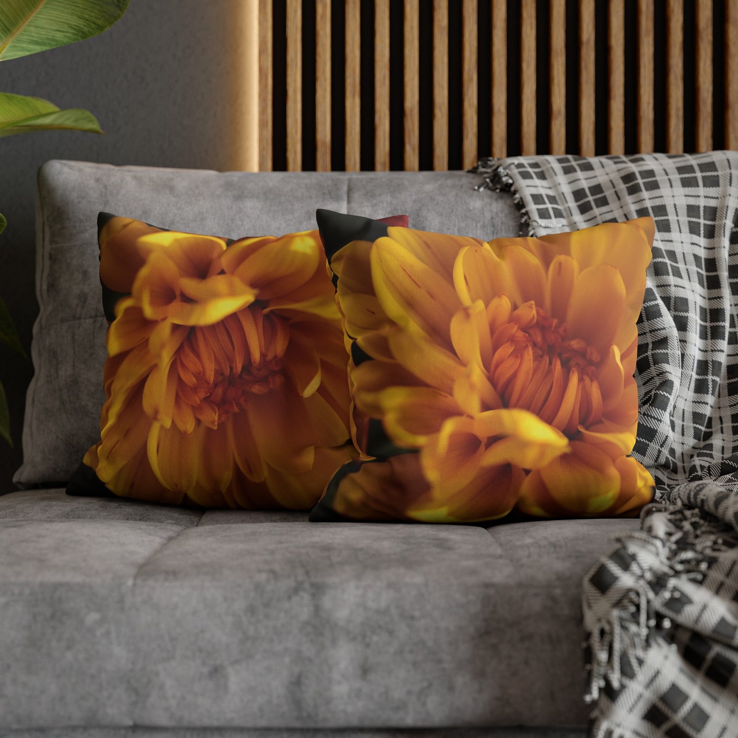 Floral Faux Suede Square Pillowcase