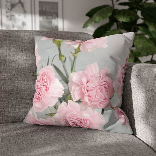 Floral Faux Suede Square Pillowcase