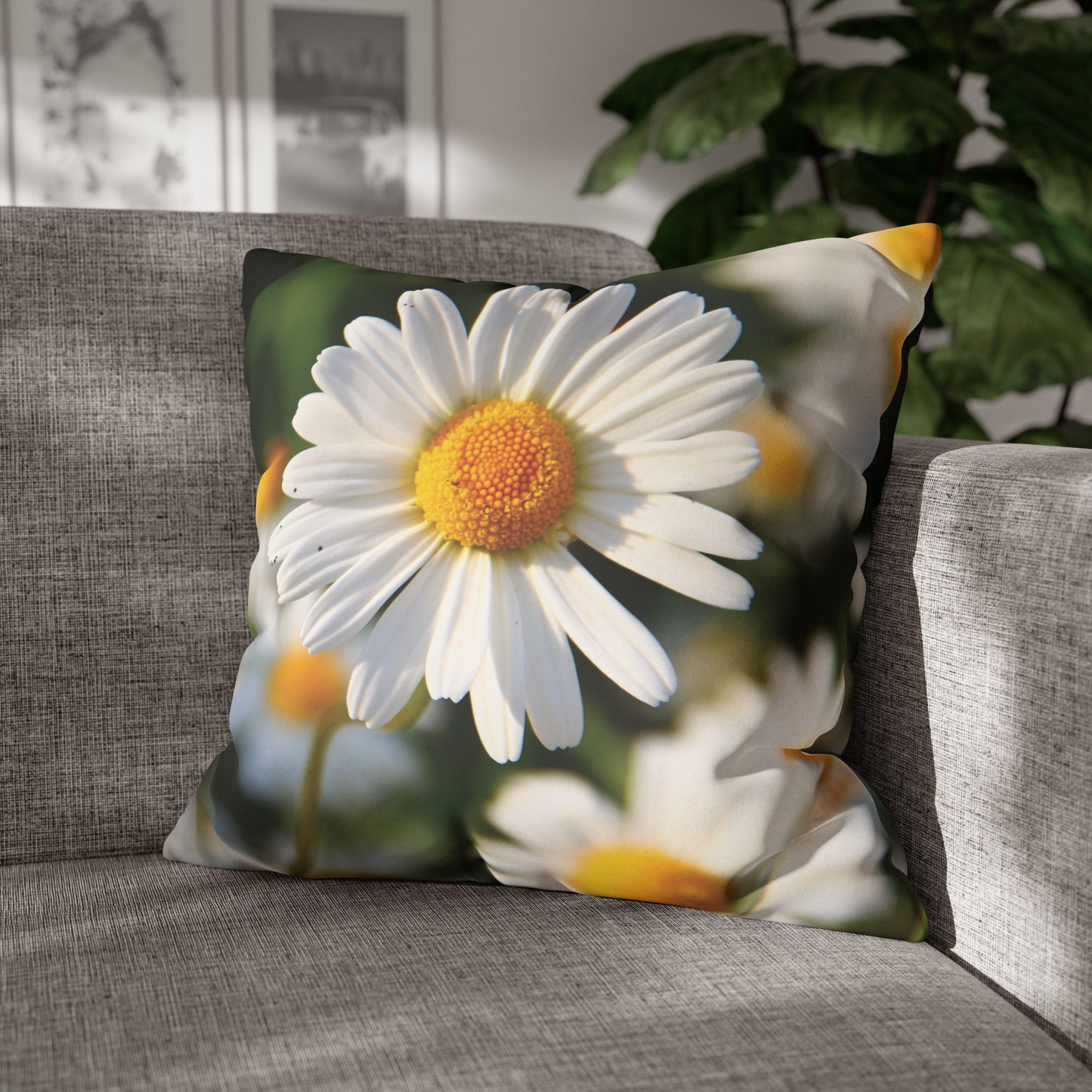 Floral Faux Suede Square Pillowcase