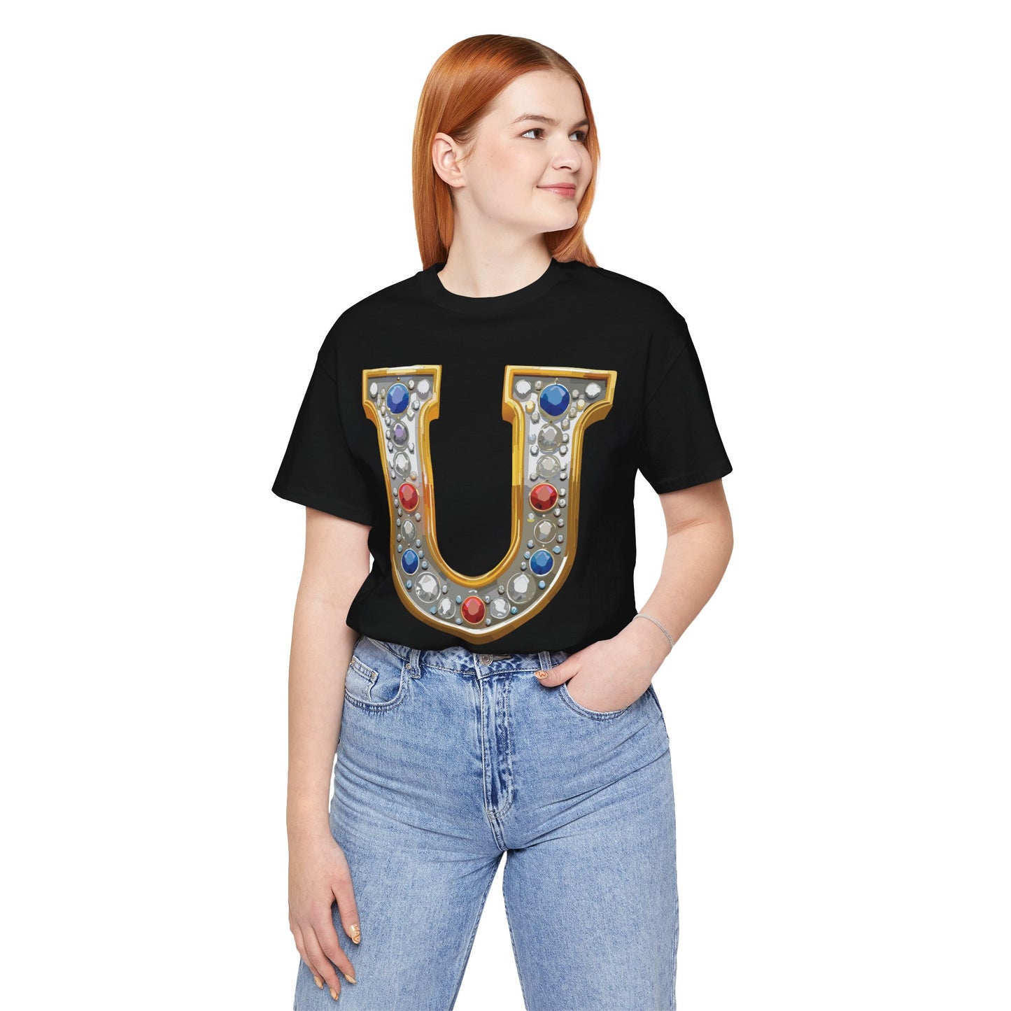 Letter Shirt, Shirt with Letters, Tee Shirt with Gold Letter, Shirt with Antique Letters