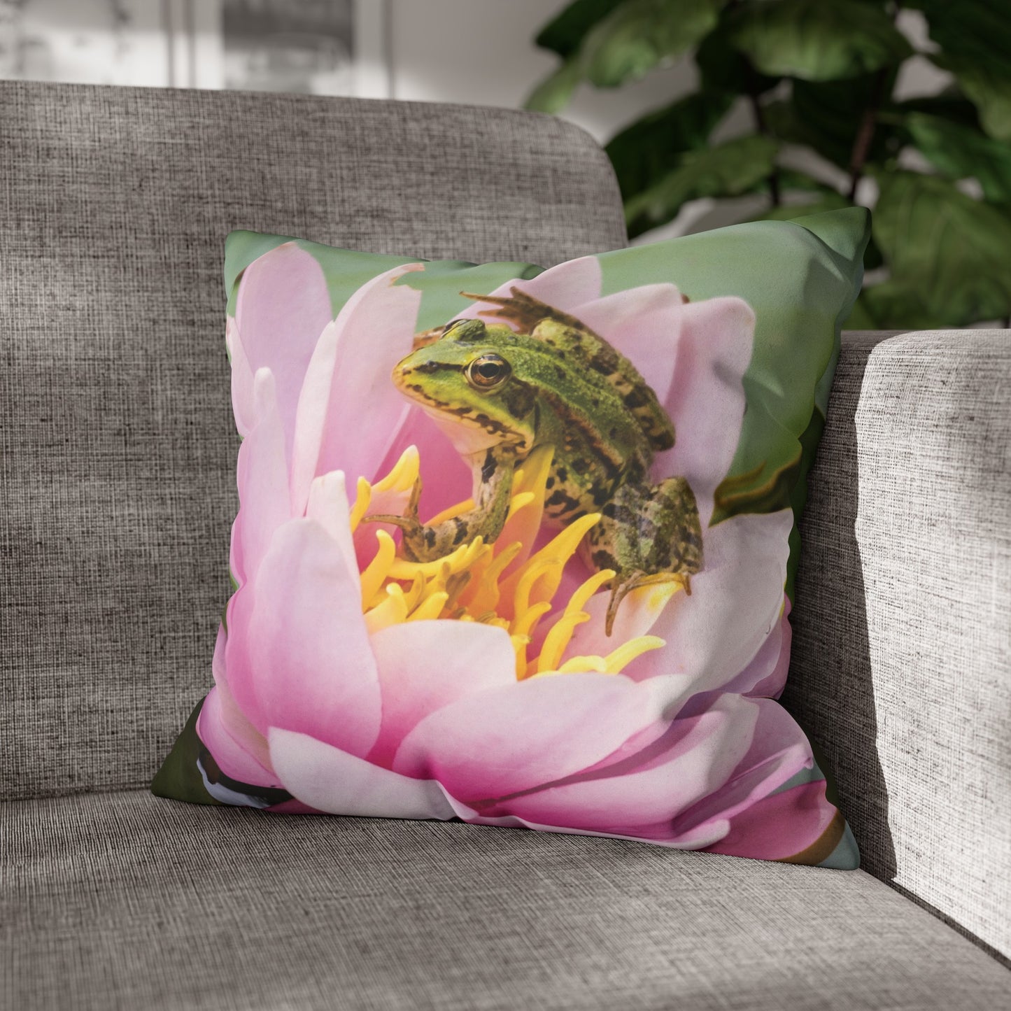 Floral Faux Suede Square Pillowcase