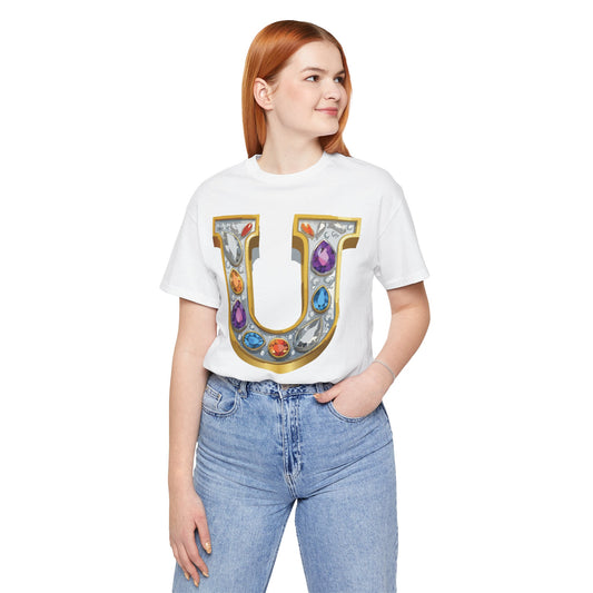 Letter Shirt, Shirt with Letters, Tee Shirt with Gold Letter, Shirt with Antique Letters