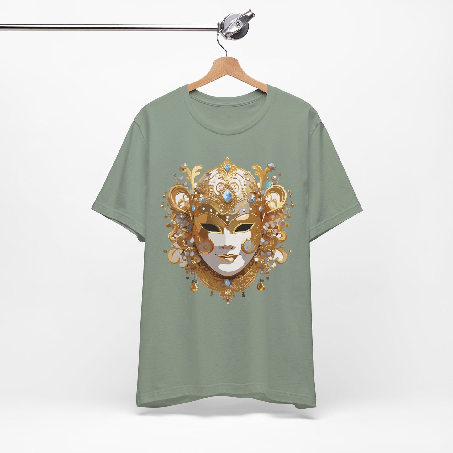 Mask Shirt, Shirt with Mask, Tee Shirt with Gold Face