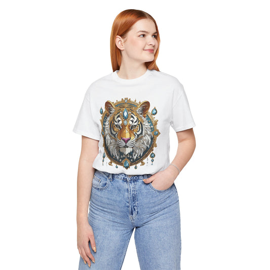 Animal Shirt, Shirt with Animal, Tee Shirt with Gold Animal Medal, Shirt with Antique Animal Medallion