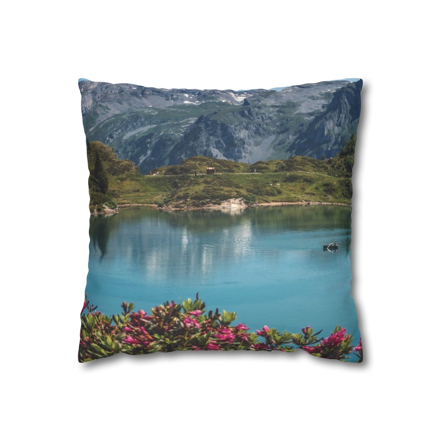 Faux Suede Square Pillowcase with Landscape