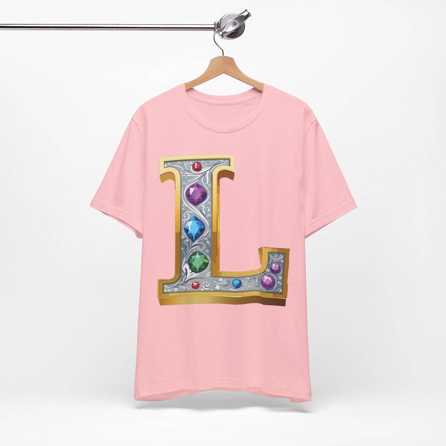 Letter Shirt, Shirt with Letters, Tee Shirt with Gold Letter, Shirt with Antique Letters