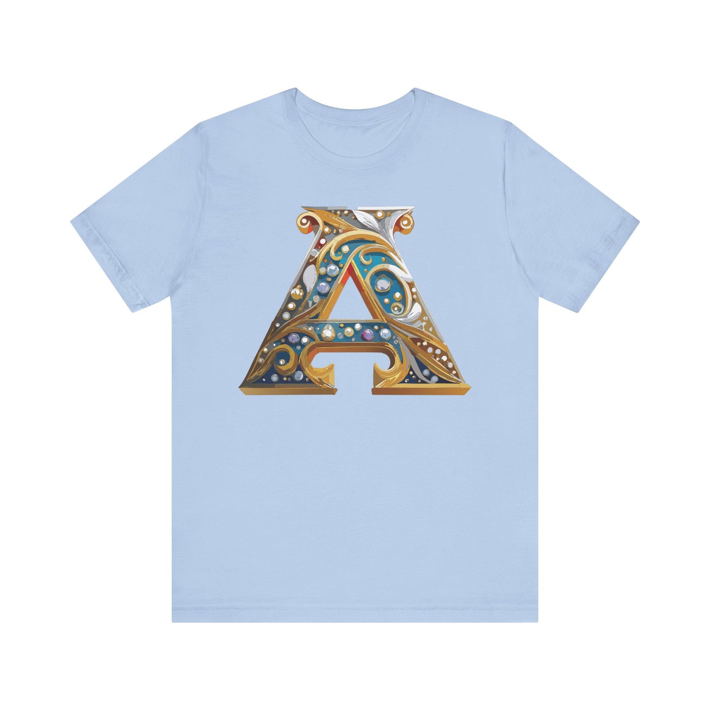 Letter Shirt, Shirt with Letters, Tee Shirt with Gold Letter, Shirt with Antique Letters