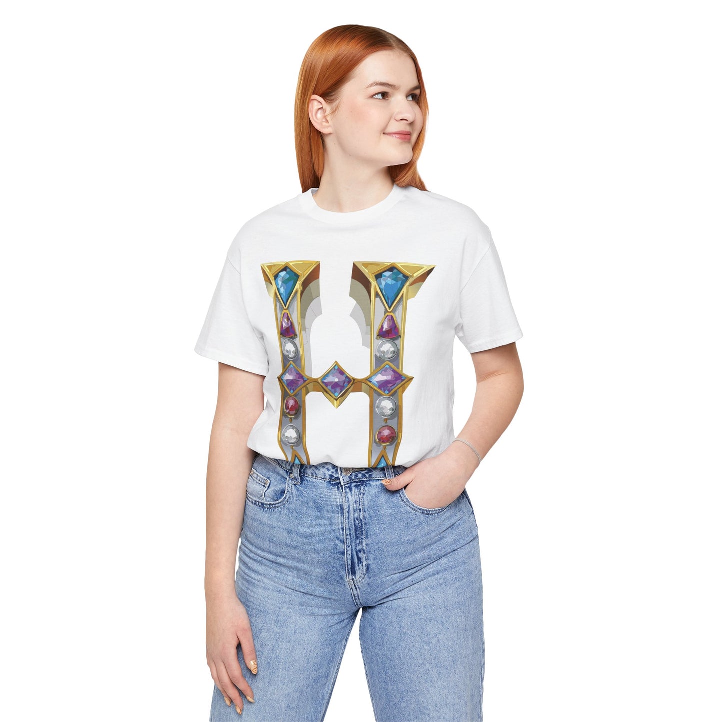 Letter Shirt, Shirt with Letters, Tee Shirt with Gold Letter, Shirt with Antique Letters