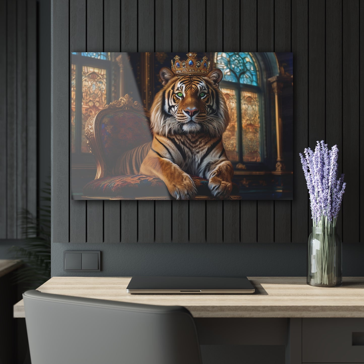 Crown Tiger Wall Decor, Wall Art Decor with Animals 1