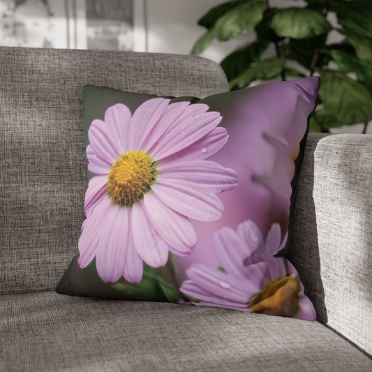 Floral Faux Suede Square Pillowcase