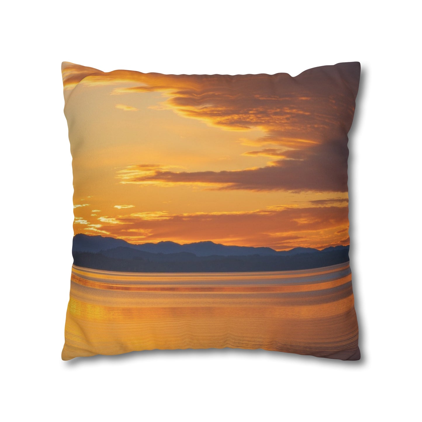 Faux Suede Square Pillowcase with Landscape