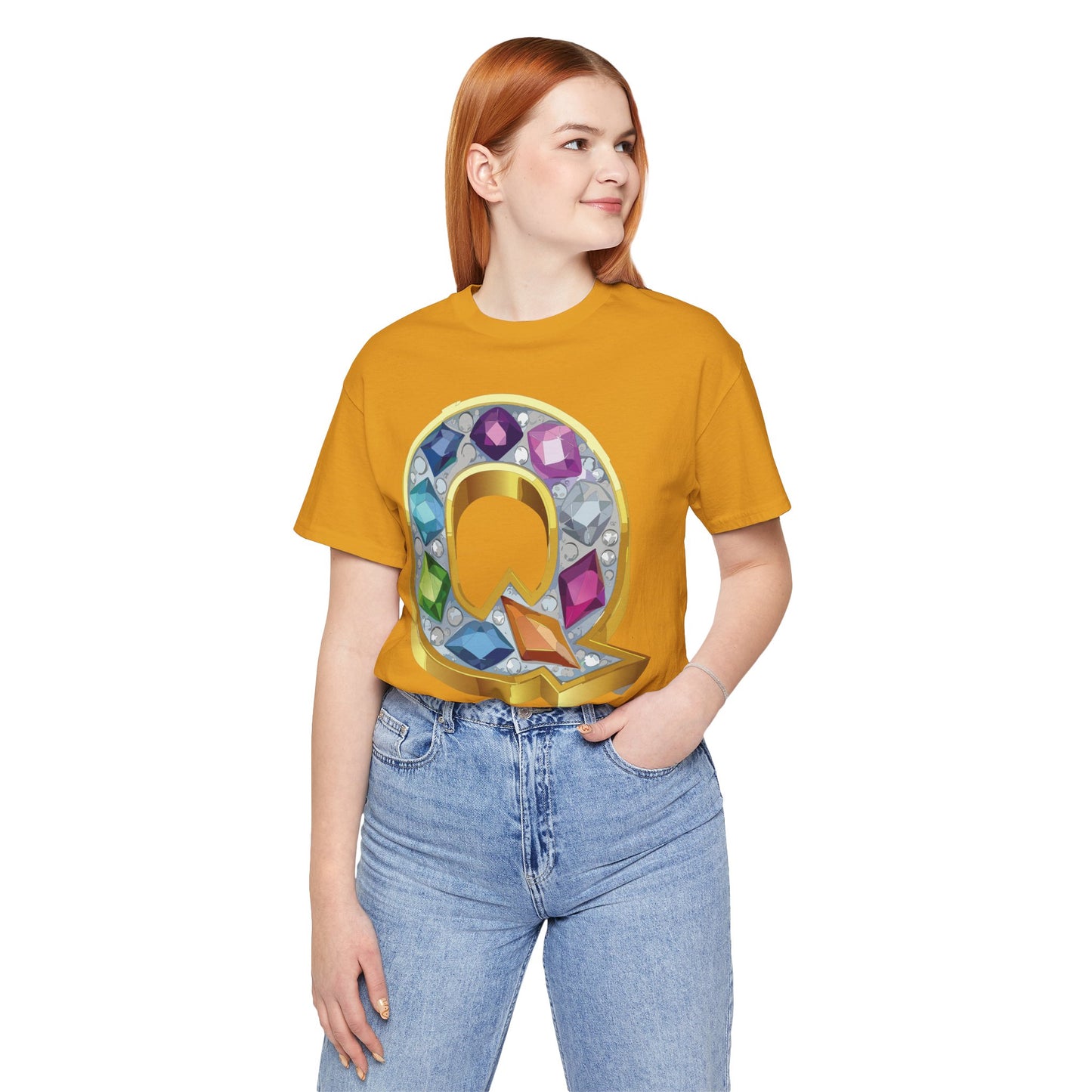 Letter Shirt, Shirt with Letters, Tee Shirt with Gold Letter, Shirt with Antique Letters