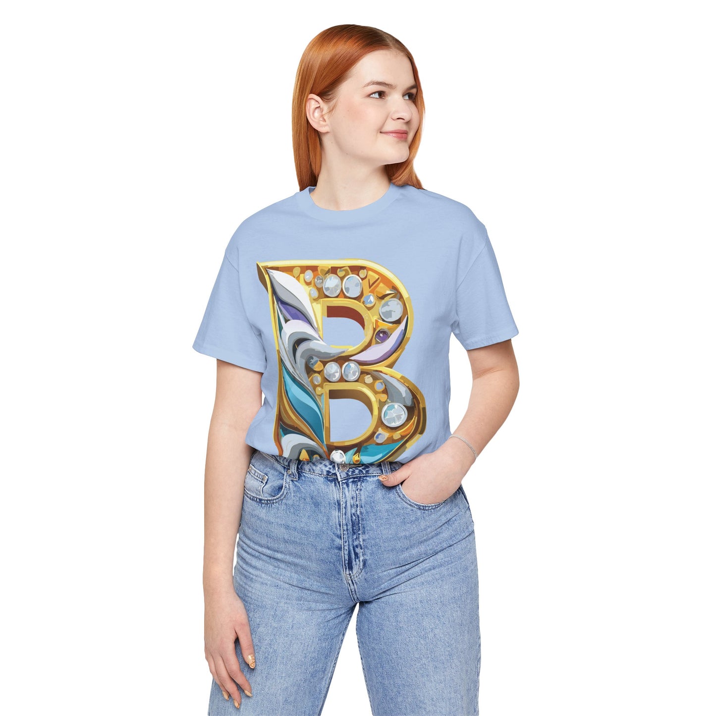 Letter Shirt, Shirt with Letters, Tee Shirt with Gold Letter, Shirt with Antique Letters