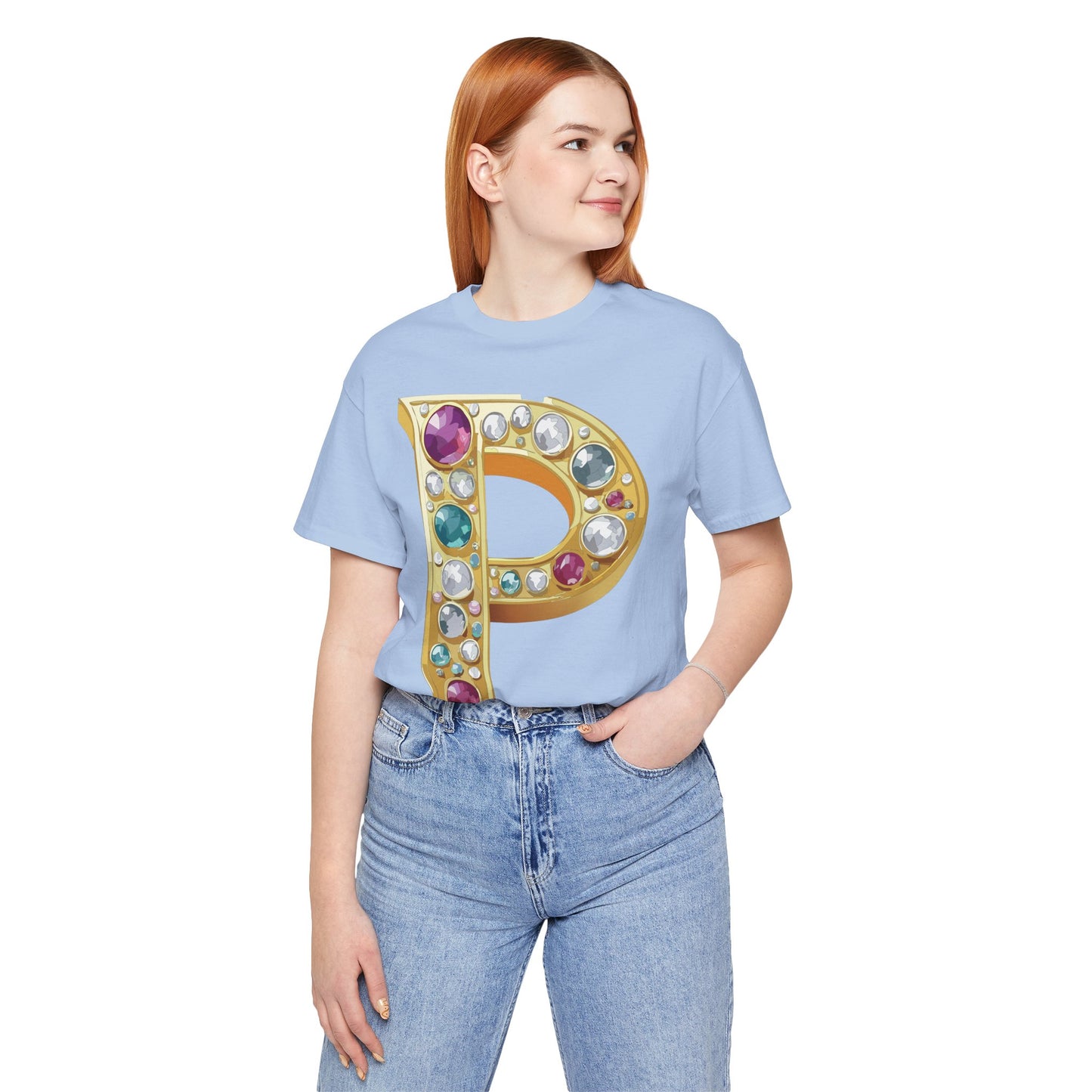 Letter Shirt, Shirt with Letters, Tee Shirt with Gold Letter, Shirt with Antique Letters