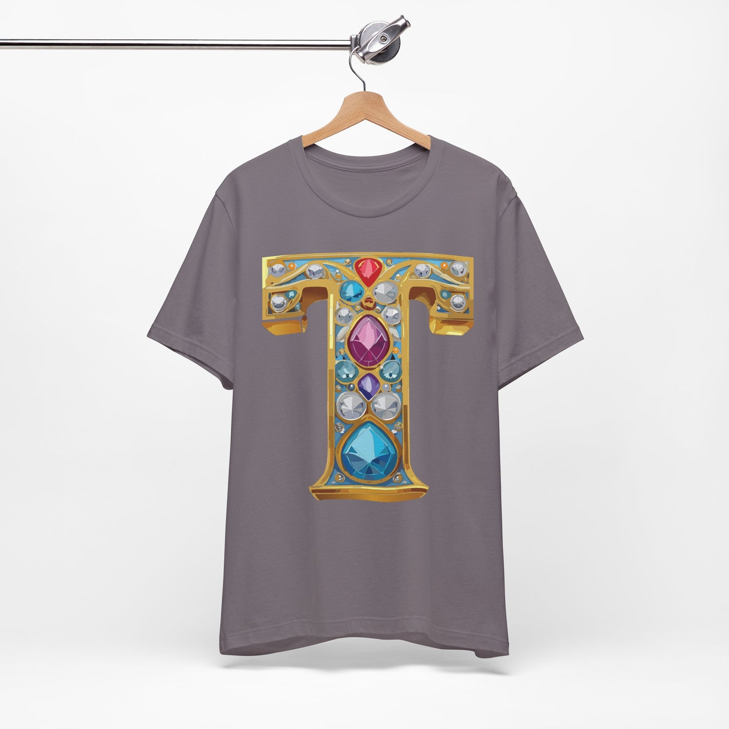 Letter Shirt, Shirt with Letters, Tee Shirt with Gold Letter, Shirt with Antique Letters