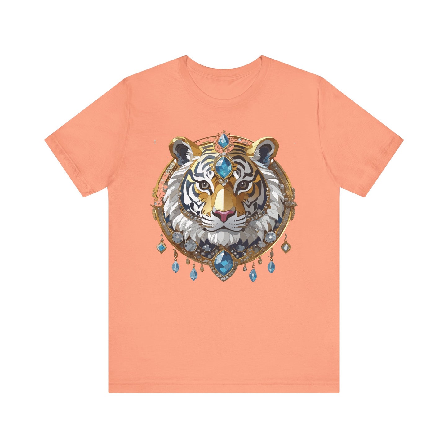 Animal Shirt, Shirt with Animal, Tee Shirt with Gold Animal Medal, Shirt with Antique Animal Medallion