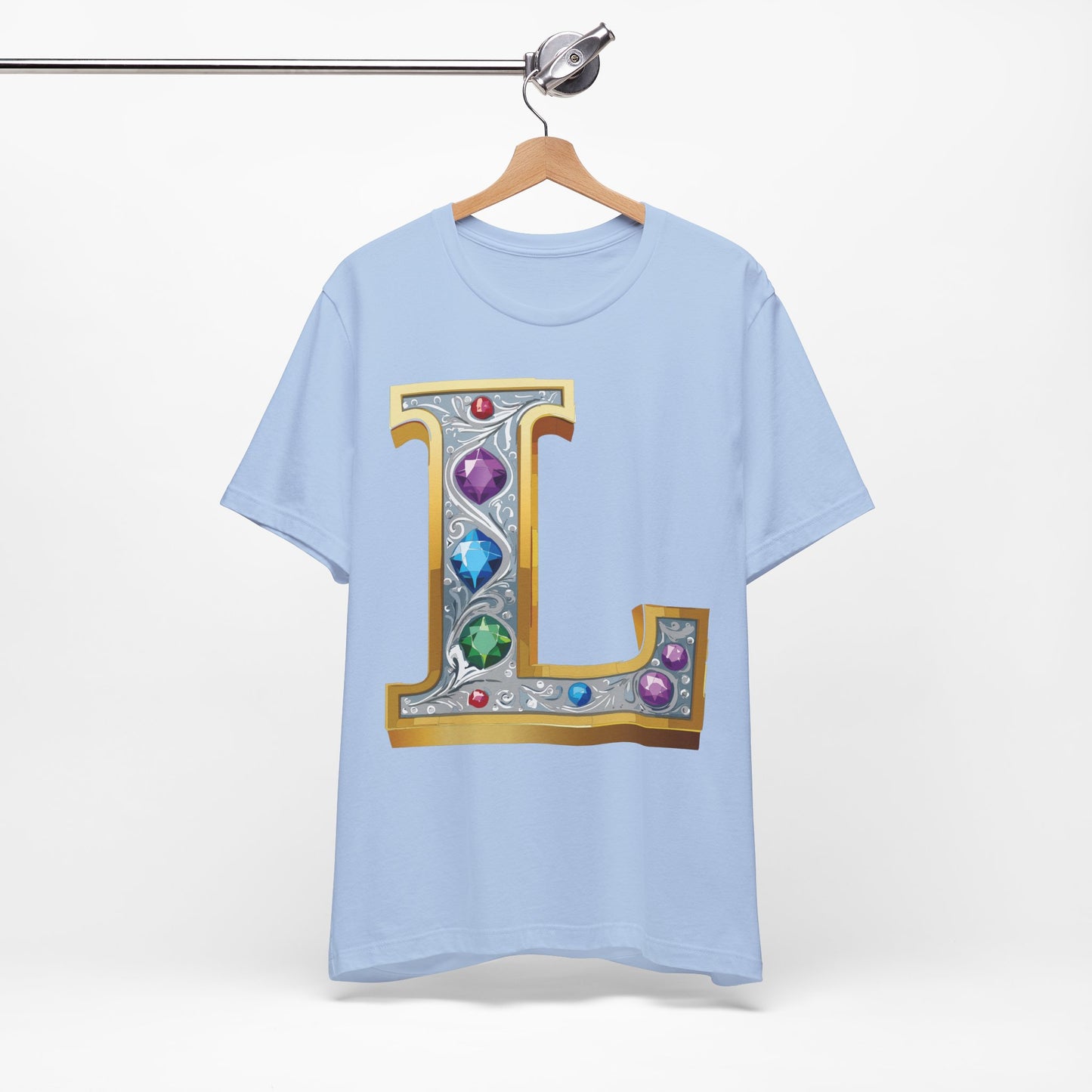 Letter Shirt, Shirt with Letters, Tee Shirt with Gold Letter, Shirt with Antique Letters