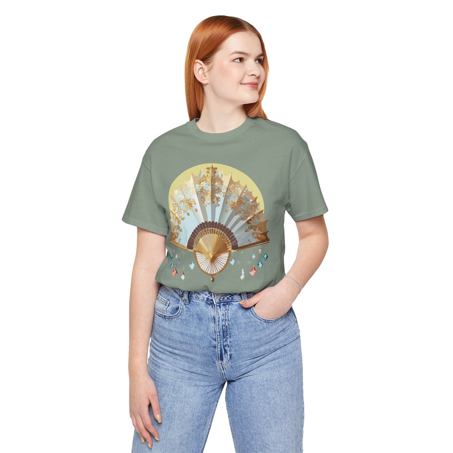 Fan shirt, Shirt with Fan, Tee Shirt with Gold Blower