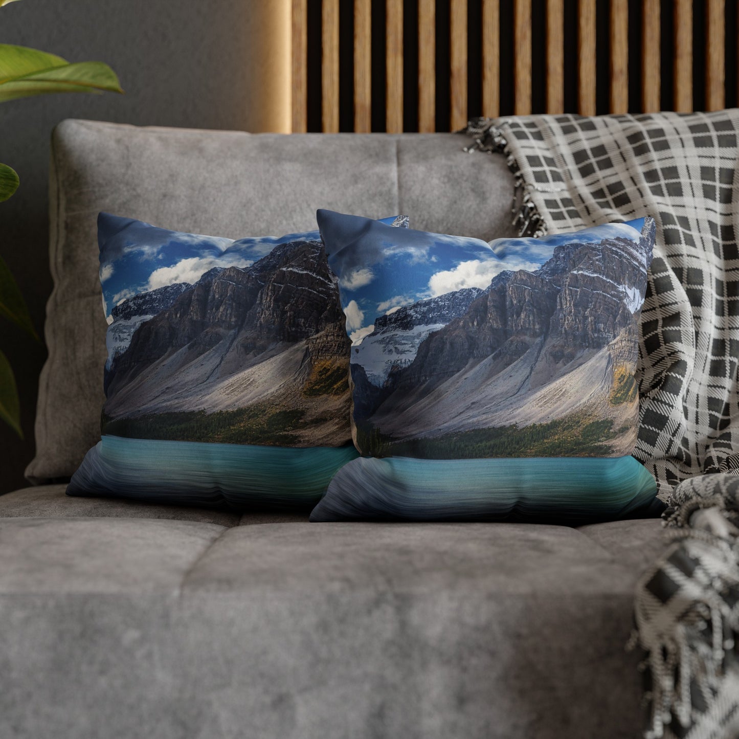 Faux Suede Square Pillowcase with Landscape