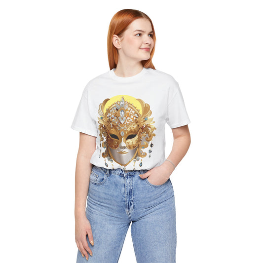 Mask Shirt, Shirt with Mask, Tee Shirt with Gold Face