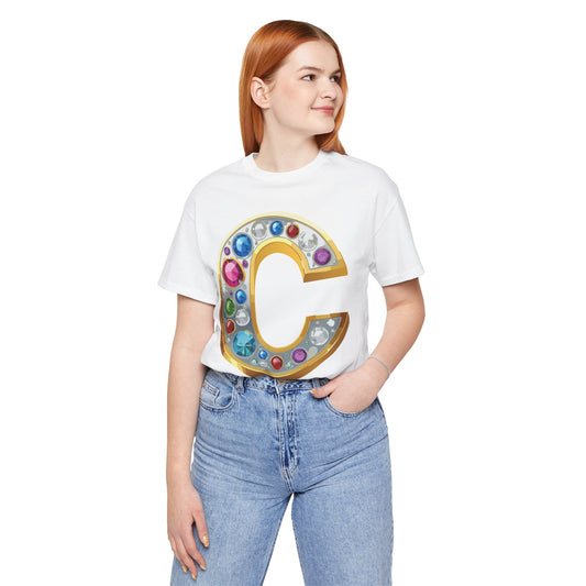 Letter Shirt, Shirt with Letters, Tee Shirt with Gold Letter, Shirt with Antique Letters