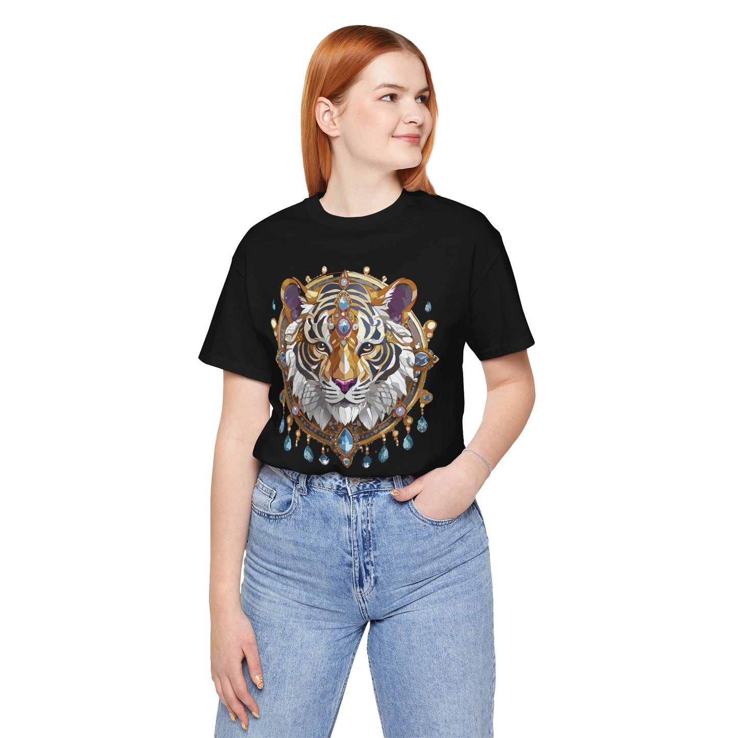 Animal Shirt, Shirt with Animal, Tee Shirt with Gold Animal Medal, Shirt with Antique Animal Medallion