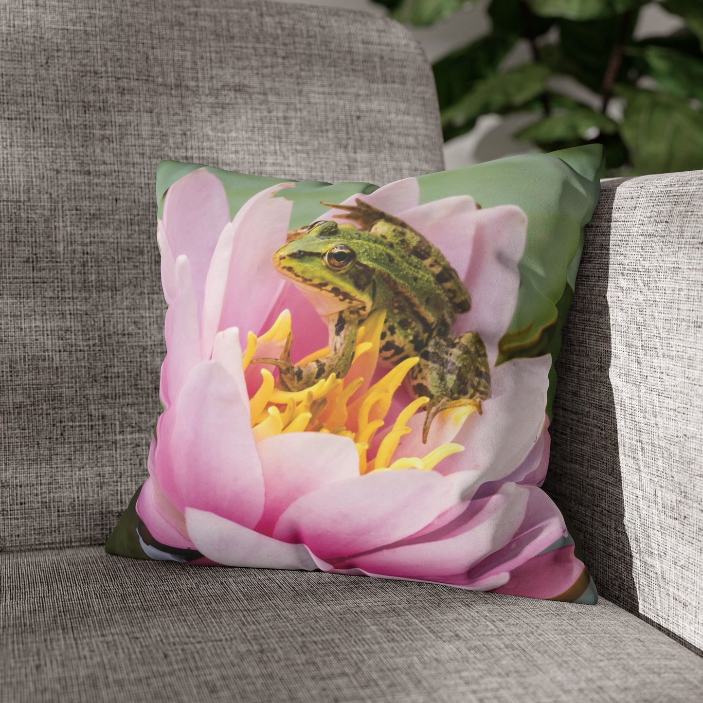 Floral Faux Suede Square Pillowcase