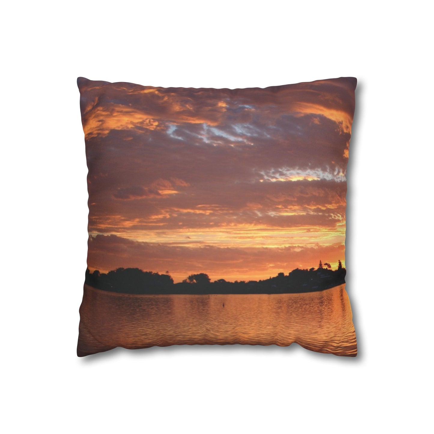 Faux Suede Square Pillowcase with Landscape