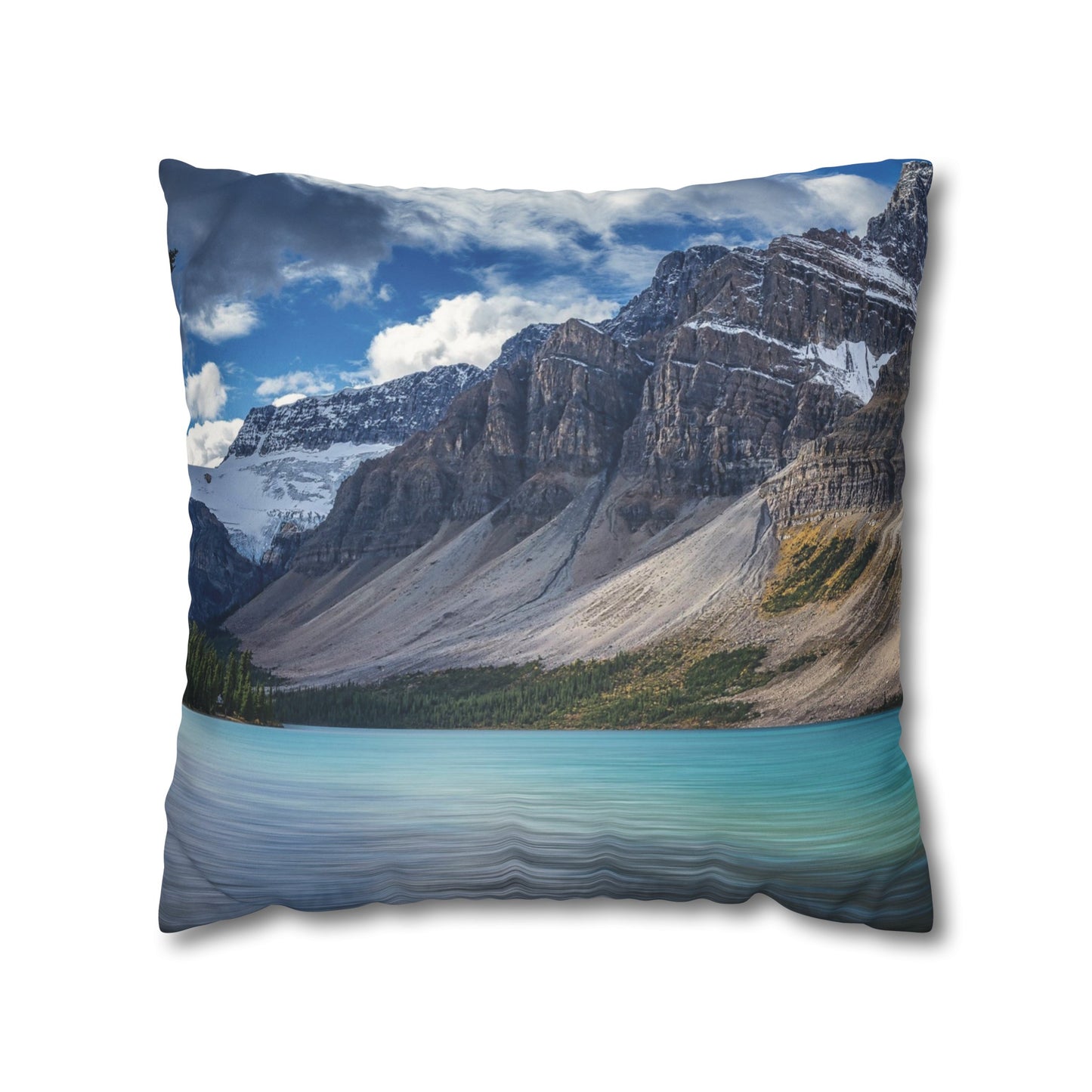 Faux Suede Square Pillowcase with Landscape