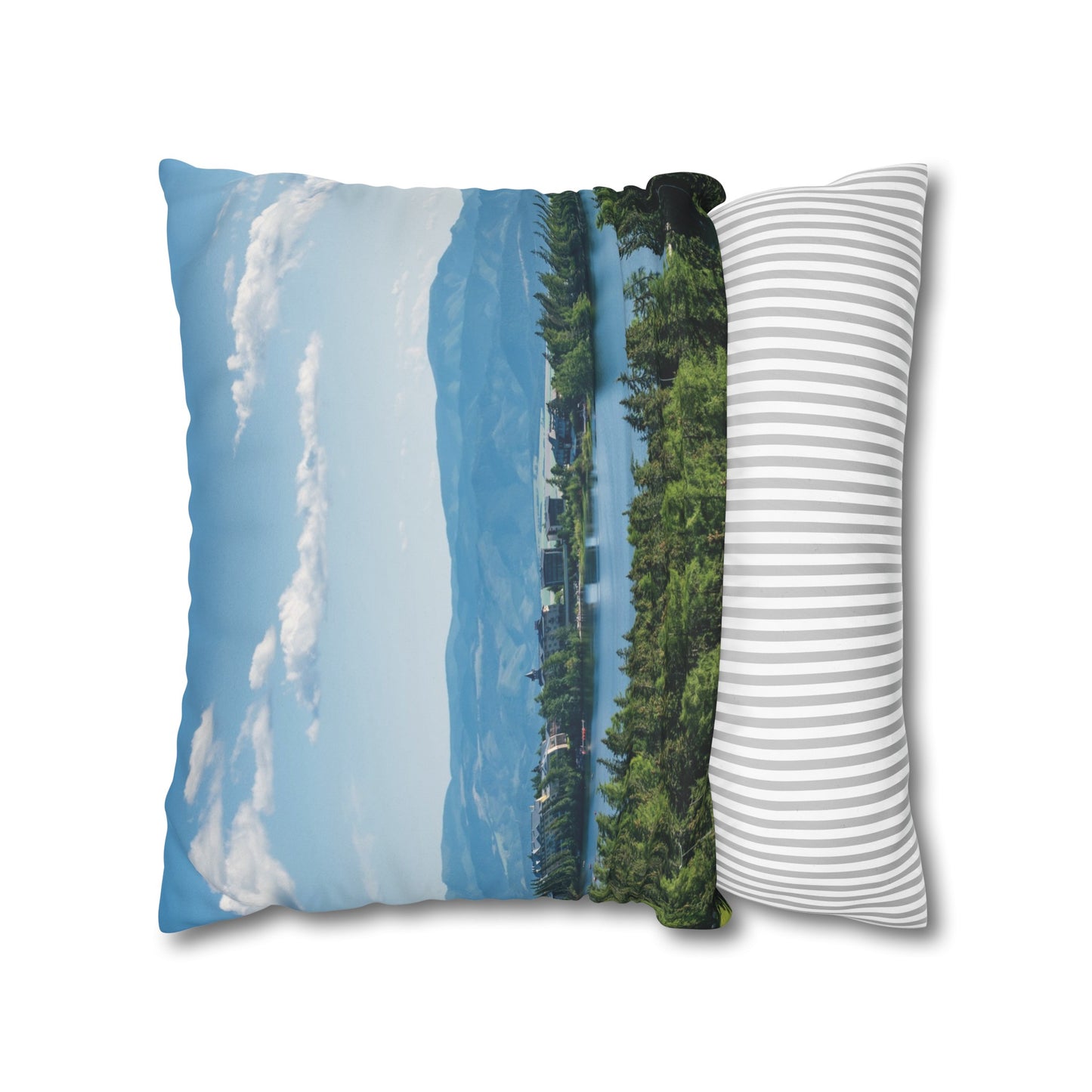 Faux Suede Square Pillowcase with Landscape