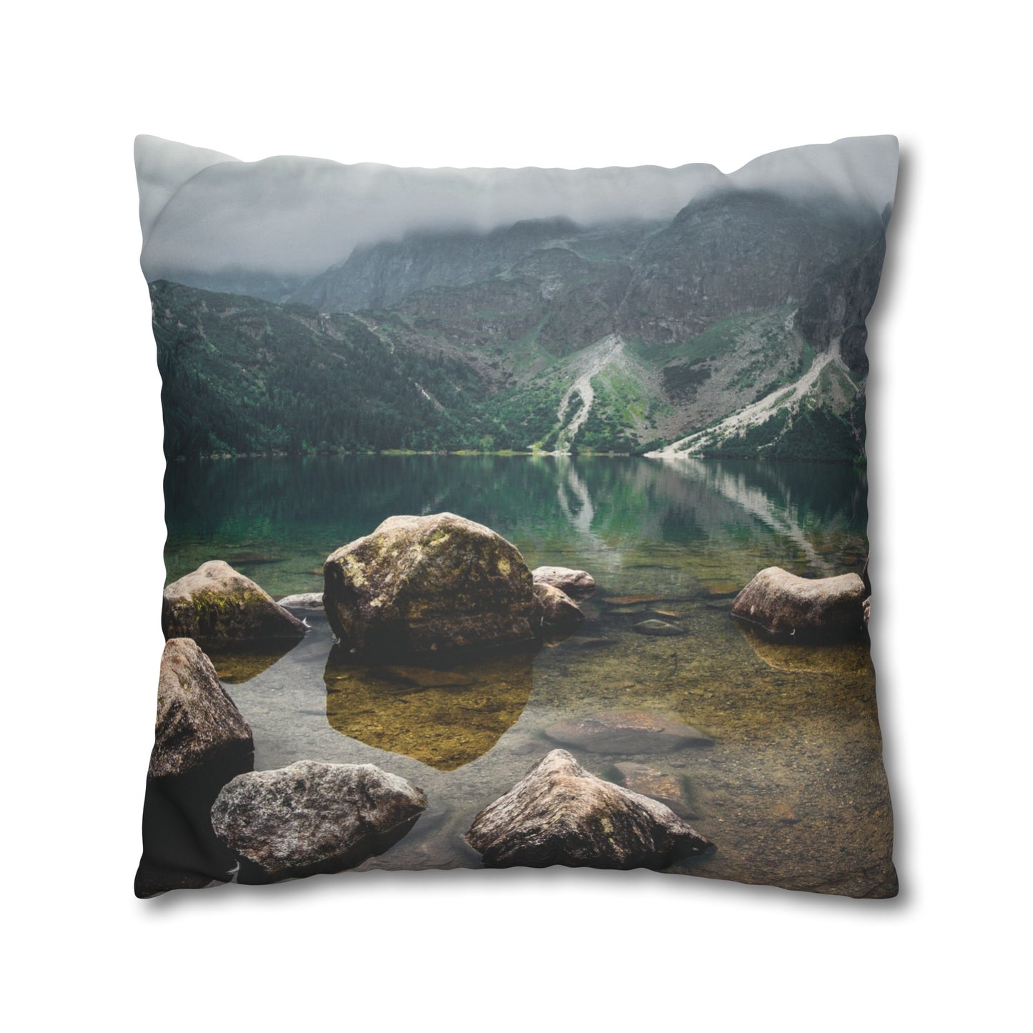 Faux Suede Square Pillowcase with Landscape