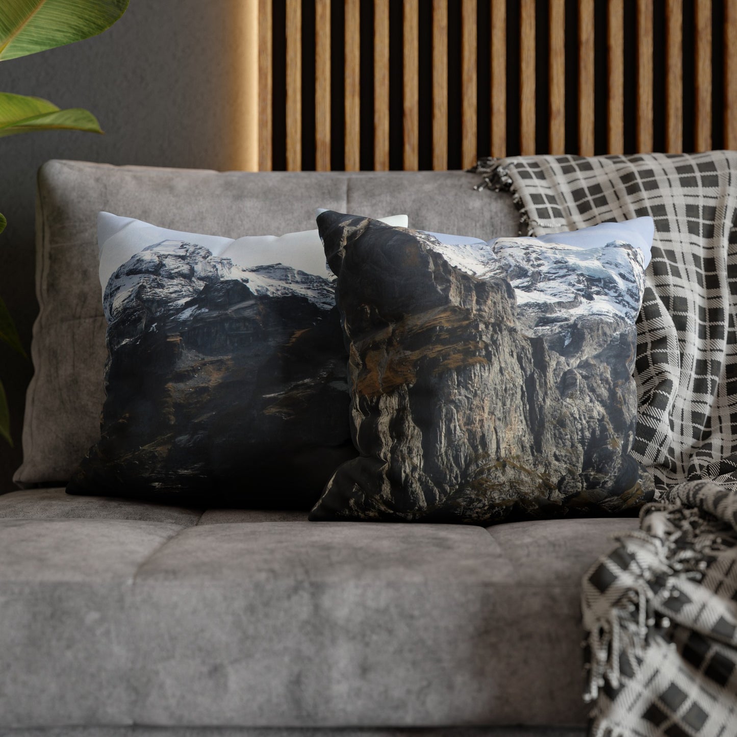 Faux Suede Square Pillowcase with Landscape