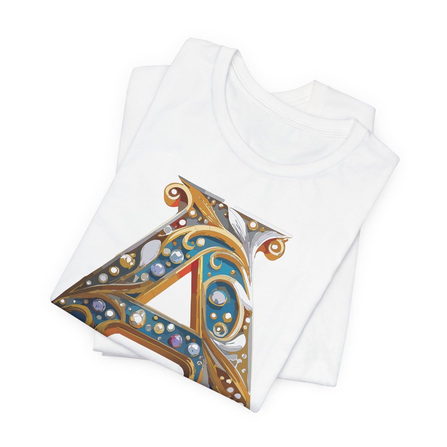 Letter Shirt, Shirt with Letters, Tee Shirt with Gold Letter, Shirt with Antique Letters