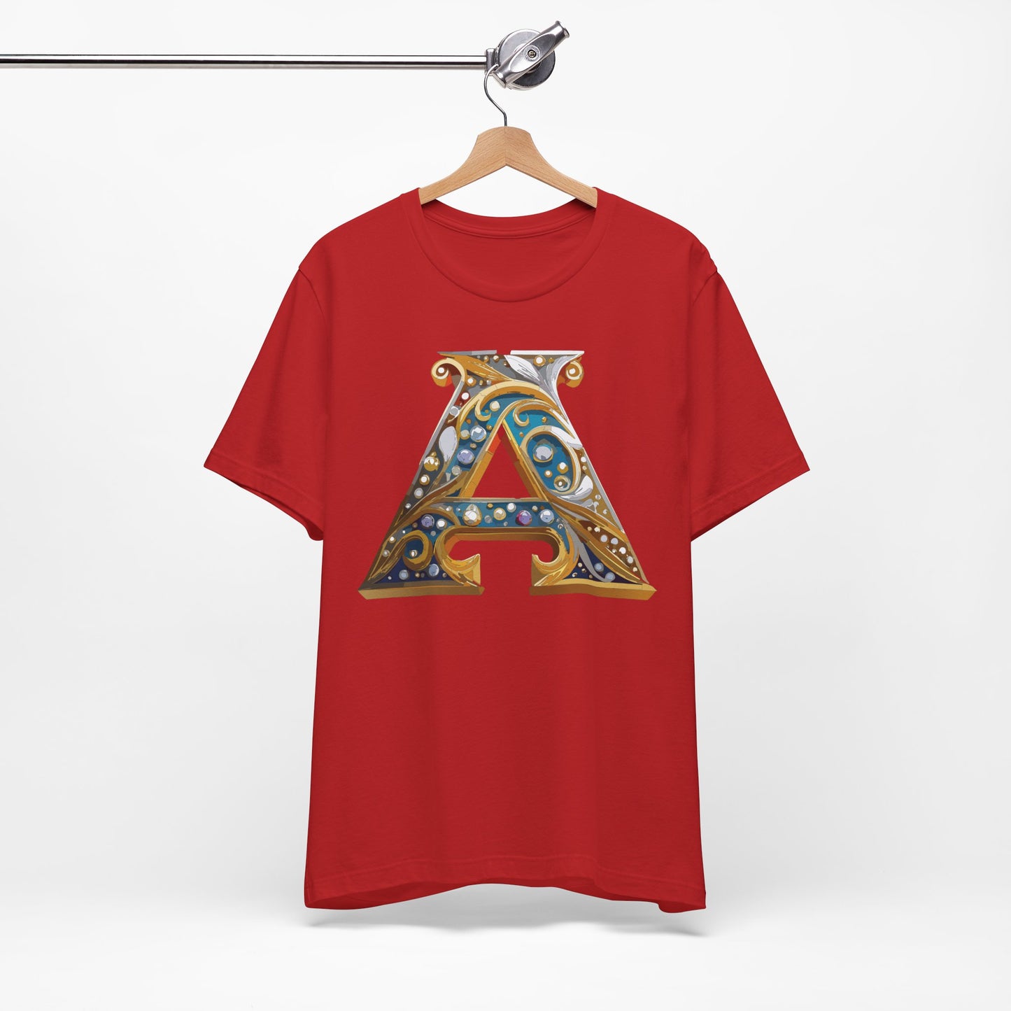 Letter Shirt, Shirt with Letters, Tee Shirt with Gold Letter, Shirt with Antique Letters