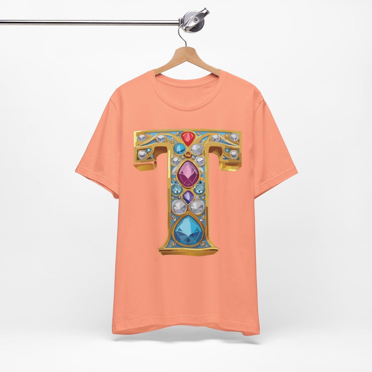 Letter Shirt, Shirt with Letters, Tee Shirt with Gold Letter, Shirt with Antique Letters