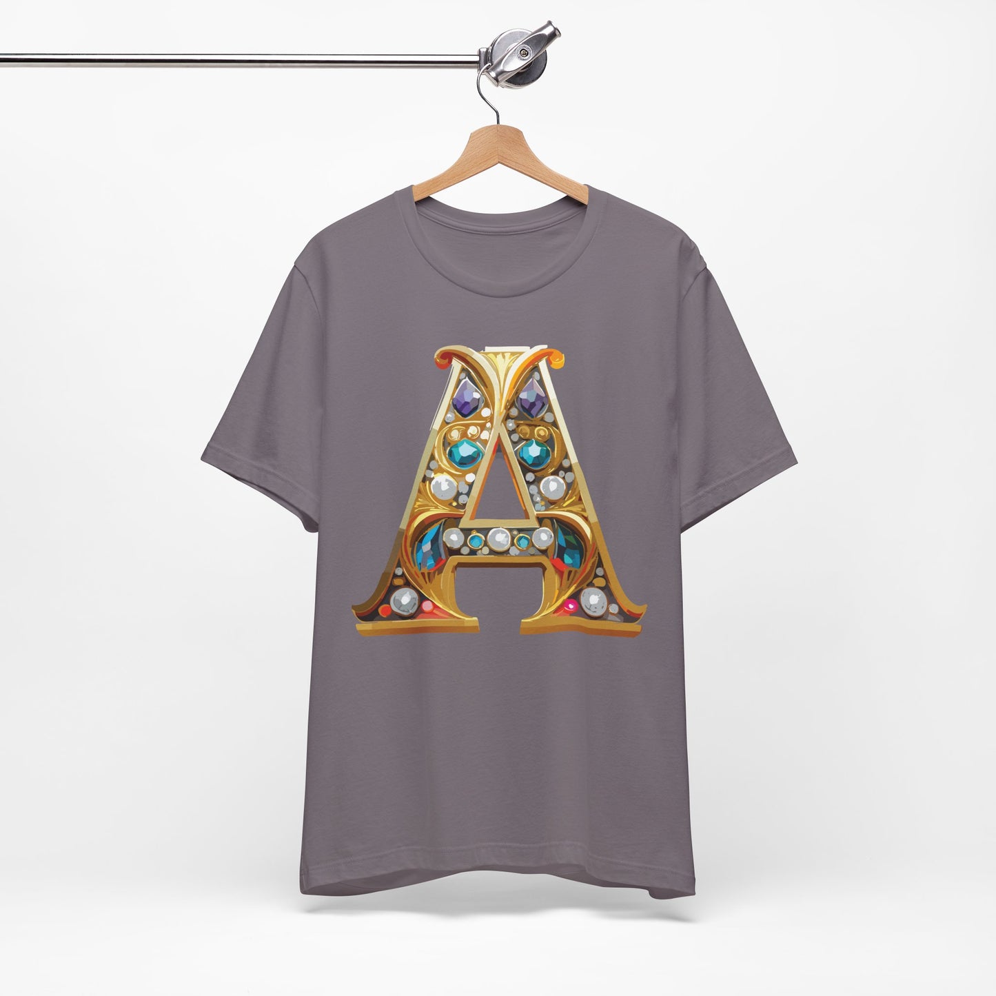 Letter Shirt, Shirt with Letters, Tee Shirt with Gold Letter, Shirt with Antique Letters