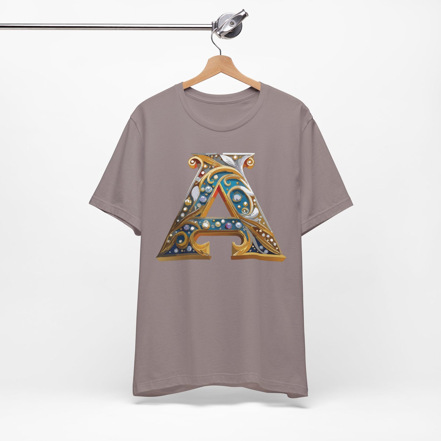 Letter Shirt, Shirt with Letters, Tee Shirt with Gold Letter, Shirt with Antique Letters