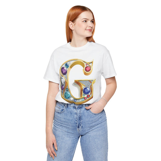Letter Shirt, Shirt with Letters, Tee Shirt with Gold Letter, Shirt with Antique Letters