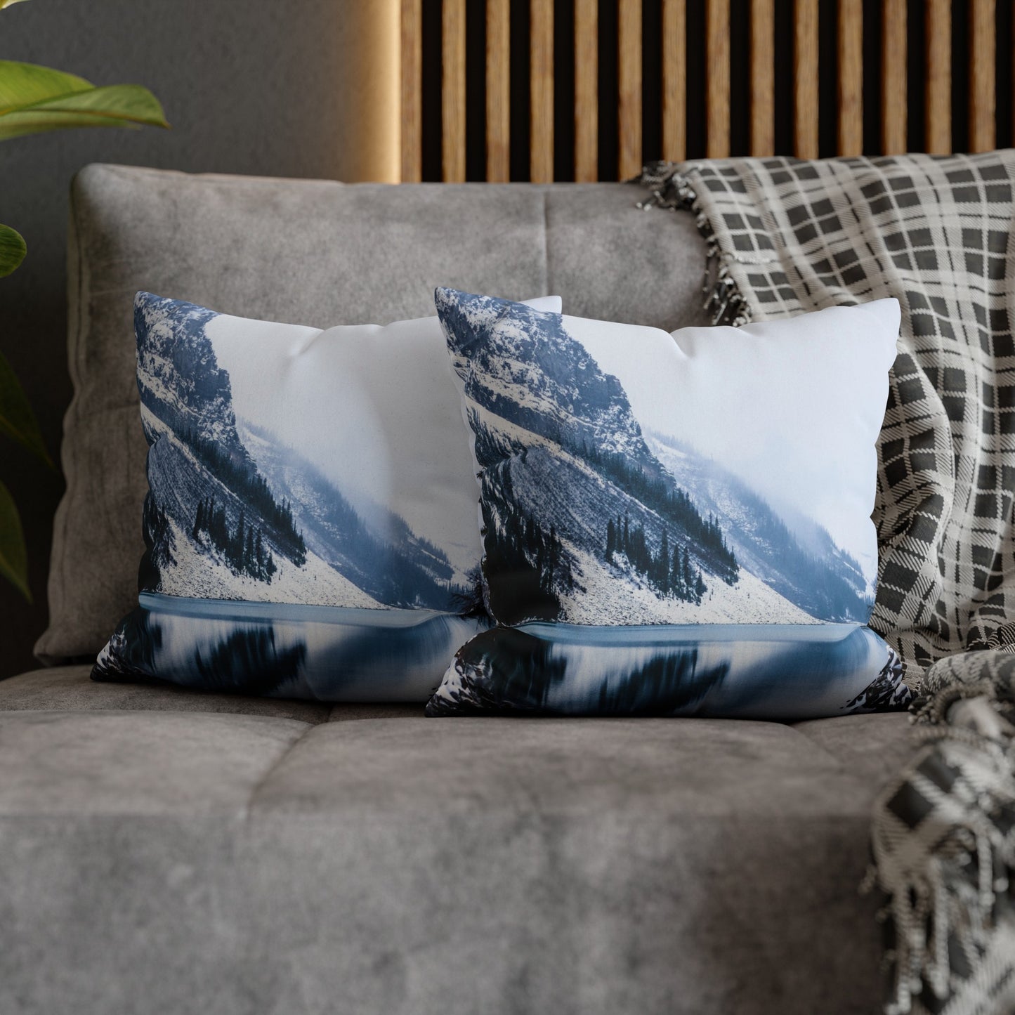 Faux Suede Square Pillowcase with Landscape