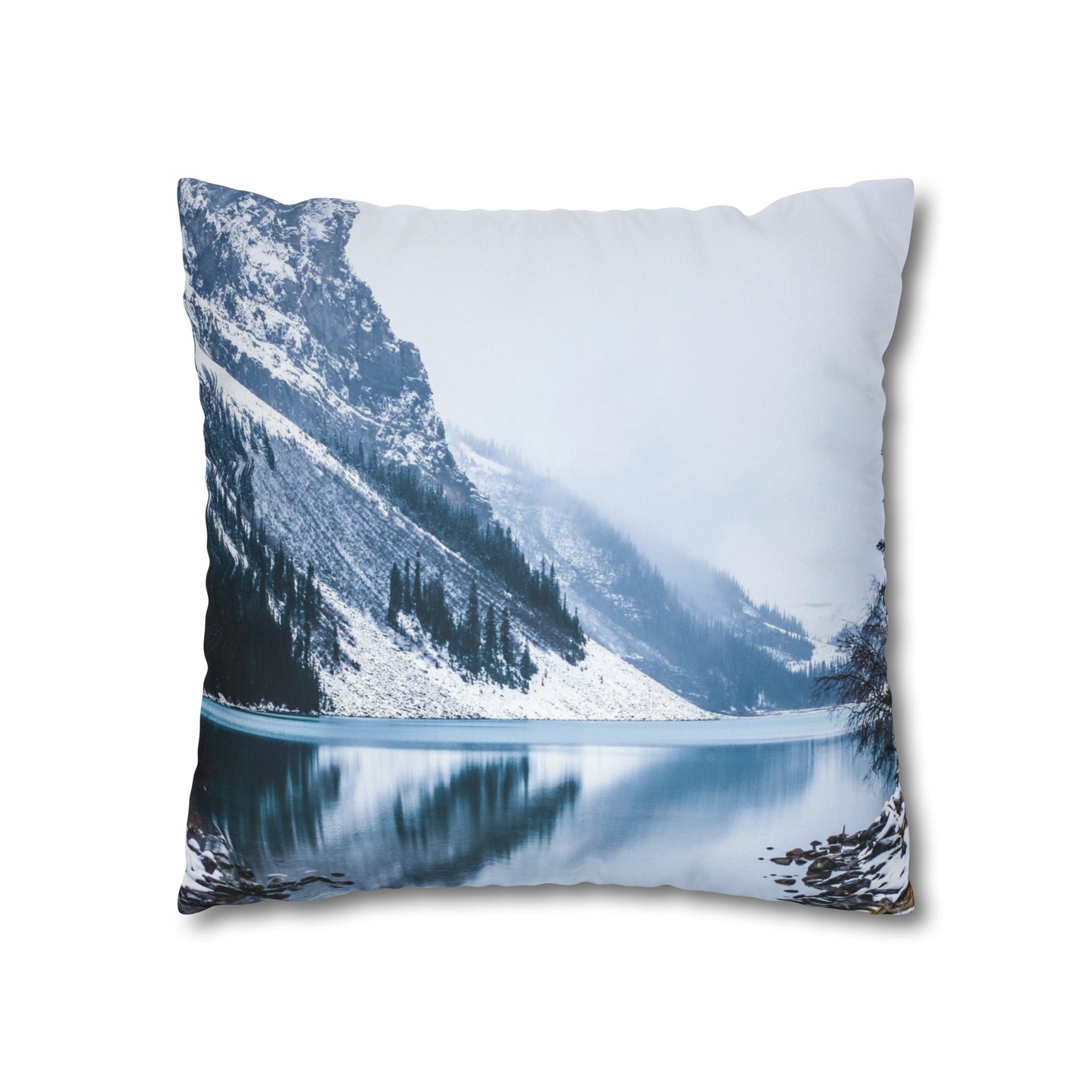 Faux Suede Square Pillowcase with Landscape