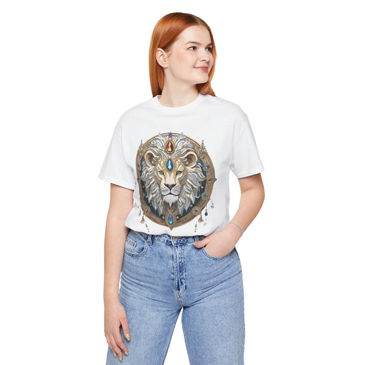 Animal Shirt, Shirt with Animal, Tee Shirt with Gold Animal Medal, Shirt with Antique Animal Medallion